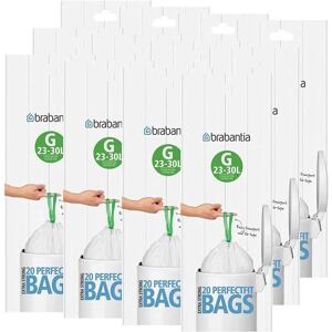 Brabantia White Trash Bags - 12 Rolls of 20, 23-30L Brabantia White Trash Bags - 12 Rolls of 20, 23-30L