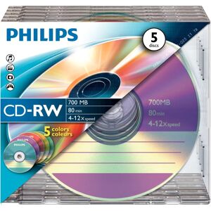 Philips CW7D2CC05/00 700MB CD-RW - 80min, 4-12x - 5 pcs Philips CW7D2CC05/00 700MB CD-RW - 80min, 4-12x - 5 pcs