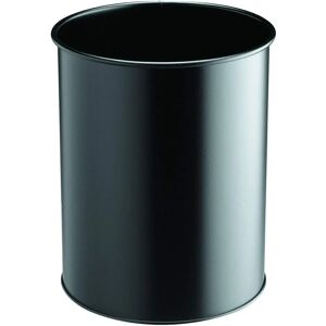 Durable Steel Round Waste Bin - 15L - Black Durable Steel Round Waste Bin - 15L - Black