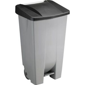 Poubelle helit 120l gris avec pédale et roulettes - Usage intérieur Poubelle helit 120l gris avec pédale et roulettes - Usage intérieur