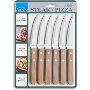 Amefa Bois Naturel 6 Couteaux à Steak - Ensemble de Couverts - Publicité Amefa Bois Naturel 6 Couteaux à Steak - Ensemble de Couverts - Publicité