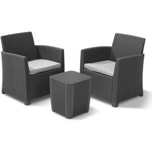 Keter Mia tuinset - Grafiet - 4 personen - Allibert / KETER - Tuinbank met kussens Keter Mia tuinset - Grafiet - 4 personen - Allibert / KETER - Tuinbank met kussens