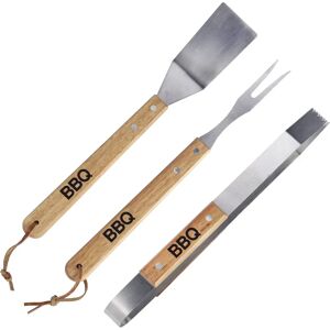 Ensemble de 3 ustensiles BBQ COLLECTION en acier et bois - Publicité Ensemble de 3 ustensiles BBQ COLLECTION en acier et bois - Publicité