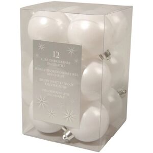 Boules de Noël en Plastique Blanc Decoris - 12 Unités - Incassables & 6cm - Publicité Boules de Noël en Plastique Blanc Decoris - 12 Unités - Incassables & 6cm - Publicité
