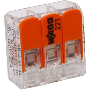 Connecteur Wago 3 voies - Réutilisable, Transparent/Orange - 10 pièces - Publicité Connecteur Wago 3 voies - Réutilisable, Transparent/Orange - 10 pièces - Publicité