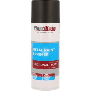 PlastiKote - Metal Spray Paint 400ml - Black Matt - Spray Paint & Primer PlastiKote - Metal Spray Paint 400ml - Black Matt - Spray Paint & Primer
