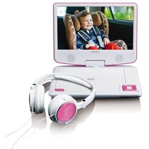 Lenco DVP-910 Rosa Bärbar DVD-spelare med 180° roterande skärm Lenco DVP-910 Rosa Bärbar DVD-spelare med 180° roterande skärm