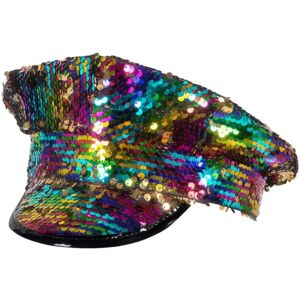 Casquette réversible à sequins arc-en-ciel et or pour adultes - Publicité Casquette réversible à sequins arc-en-ciel et or pour adultes - Publicité