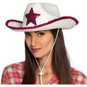 Rosa cowboyhatt med paljetterstjärna - Westernstil unisex Rosa cowboyhatt med paljetterstjärna - Westernstil unisex