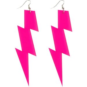 Brincos de relâmpago rosa neon Boland 64469 - Acessório de fantasia Brincos de relâmpago rosa neon Boland 64469 - Acessório de fantasia