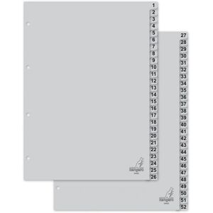 Intercalaires Kangaro G452C - A4, 120 microns, Numérotés 1-52, Gris - Publicité Intercalaires Kangaro G452C - A4, 120 microns, Numérotés 1-52, Gris - Publicité
