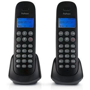 Téléphone DECT Profoon PDX-320 Noir avec 2 combinés Téléphone DECT Profoon PDX-320 Noir avec 2 combinés