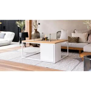 Cosi Fires Cosiloft 100 Firepit Table - White & Teak Cosi Fires Cosiloft 100 Firepit Table - White & Teak
