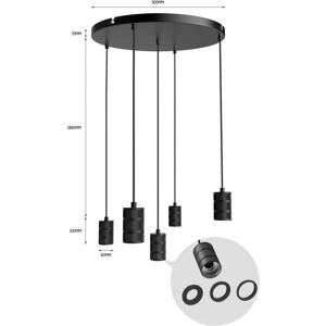 Calex Industriële Hanglamp - 5x E27 - 50cm Zwart Calex Industriële Hanglamp - 5x E27 - 50cm Zwart