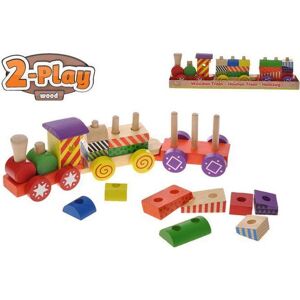 Big Tree Houten Treinset met 2 Wagons - Speelgoed Trein Big Tree Houten Treinset met 2 Wagons - Speelgoed Trein