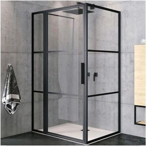 Riho Douchecabine GB203 - Hoekinstap, Vast paneel, Zwart Mat - 110x100x200cm - Aluminium / Glas Riho Douchecabine GB203 - Hoekinstap, Vast paneel, Zwart Mat - 110x100x200cm - Aluminium / Glas