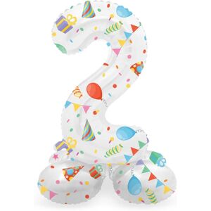 Folat BV Staande Folieballon Cijfer 2 -72cm Vrolijk feest Folat BV Staande Folieballon Cijfer 2 -72cm Vrolijk feest