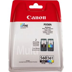 Cartouche d'encre Canon PG-560/CL-561 - Pack de 2 - Noir, Cyan, Magenta, Jaune - Pour Canon Pixma TS Cartouche d'encre Canon PG-560/CL-561 - Pack de 2 - Noir, Cyan, Magenta, Jaune - Pour Canon Pixma TS