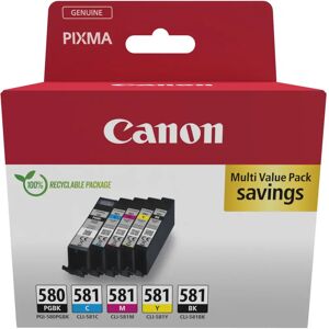 Canon PGI-580 PGBK/CLI-581 Multipack 5 Pack (2078C008) Canon PGI-580 PGBK/CLI-581 Multipack 5 Pack (2078C008)