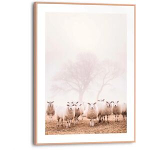 REINDERS - Schafe im Nebel - 30 x 40 cm - Beiger Rahmen - Poster REINDERS - Schafe im Nebel - 30 x 40 cm - Beiger Rahmen - Poster