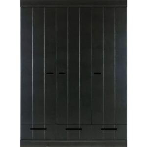 WOOOD Connect 3-dørs garderobe - Svart, Furu, 140x195x53cm WOOOD Connect 3-dørs garderobe - Svart, Furu, 140x195x53cm