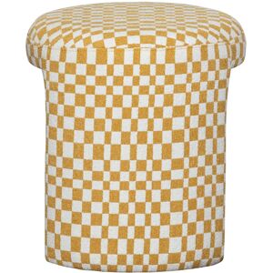 Woood Charlie Pouf - Damier Stoff - Gelb Woood Charlie Pouf - Damier Stoff - Gelb