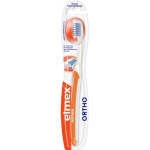 Brosse à Dents Orthodontique Elmex - Poils en V Souples - Blanc/Orange Brosse à Dents Orthodontique Elmex - Poils en V Souples - Blanc/Orange