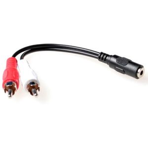 ACT AK2027 Compacte audio kabel - 3,5mm naar RCA - 15cm ACT AK2027 Compacte audio kabel - 3,5mm naar RCA - 15cm