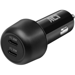 ACT ACT2200 USB-C Autolader - Snelladen, 2 poorten, 45W ACT ACT2200 USB-C Autolader - Snelladen, 2 poorten, 45W