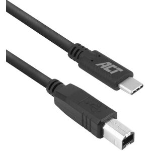 ACT USB Kabel - 1,8m USB-C naar USB-B - Zwart ACT USB Kabel - 1,8m USB-C naar USB-B - Zwart