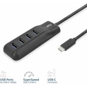 ACT Hub USB-C 4 Ports - USB 3.2 Gen 1 - Noir - Publicité ACT Hub USB-C 4 Ports - USB 3.2 Gen 1 - Noir - Publicité