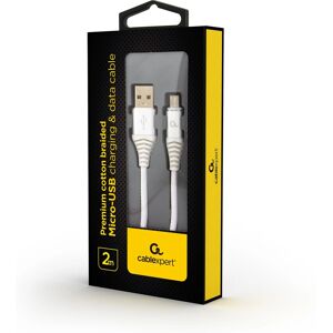 Câble Micro-USB B 2m Blanc USB 2.0 Cablexpert - Publicité Câble Micro-USB B 2m Blanc USB 2.0 Cablexpert - Publicité