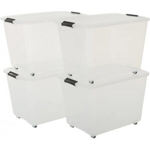 IRIS OHYAMA Juego de 4 cajas apilables transparentes de 60L IRIS OHYAMA Juego de 4 cajas apilables transparentes de 60L