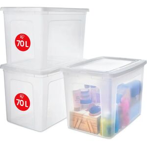 IRIS OHYAMA - Lot de 3 boîtes de rangement, 70L, Transparent - Type de rangement - Publicité IRIS OHYAMA - Lot de 3 boîtes de rangement, 70L, Transparent - Type de rangement - Publicité