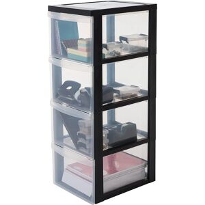 Iris Ohyama Storage Tower - 4 Drawers, BPA-Free Plastic, Black Iris Ohyama Storage Tower - 4 Drawers, BPA-Free Plastic, Black