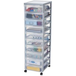 Iris Ohyama Kunststoff Aufbewahrungsturm - 10 Schubladen Büro Organizer - Grau Iris Ohyama Kunststoff Aufbewahrungsturm - 10 Schubladen Büro Organizer - Grau