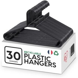 IRIS OHYAMA - Space-saving Plastic Hangers, Heavy Duty, Black - Clothes IRIS OHYAMA - Space-saving Plastic Hangers, Heavy Duty, Black - Clothes