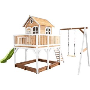 Maison de jeu AXI Liam - Marron/blanc/vert citron - avec balançoire et toboggan - Publicité Maison de jeu AXI Liam - Marron/blanc/vert citron - avec balançoire et toboggan - Publicité