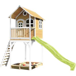 AXI Classic Romy Playhouse - Braun/weiß, Limettengrüner Rutsche - Spielhaus AXI Classic Romy Playhouse - Braun/weiß, Limettengrüner Rutsche - Spielhaus