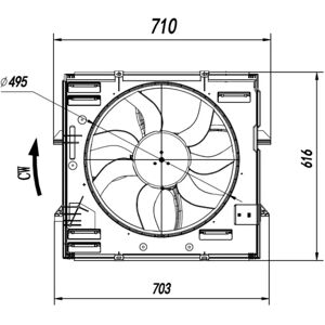 Volkswagen jäähdytysventtiili - 495mm ovaali 4-liitin - 600W Volkswagen jäähdytysventtiili - 495mm ovaali 4-liitin - 600W