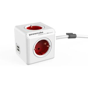 PowerCube Étendu USB Allocacoc 4 Prises 1,5 m Rouge, Blanc - Publicité PowerCube Étendu USB Allocacoc 4 Prises 1,5 m Rouge, Blanc - Publicité