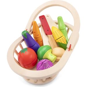 New Classic Toys - Wooden Vegetable Set - Red, Beige - 25x16x9 cm - Wooden Cutting Meal New Classic Toys - Wooden Vegetable Set - Red, Beige - 25x16x9 cm - Wooden Cutting Meal