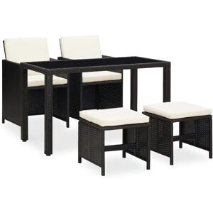 vidaXL Outdoor Dining Set 11 Piece Black Poly Rattan Garden Patio Furniture - Dining Set vidaXL Outdoor Dining Set 11 Piece Black Poly Rattan Garden Patio Furniture - Dining Set