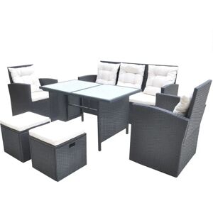 VidaXL 42643 set da esterno - Nero - Tavolo, Sedie, Divano da Giardino VidaXL 42643 set da esterno - Nero - Tavolo, Sedie, Divano da Giardino