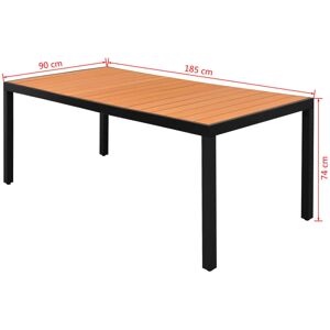 vidaXL Havenbord WPC Aluminium 185x90x74 cm Brun Udestue vidaXL Havenbord WPC Aluminium 185x90x74 cm Brun Udestue