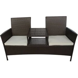 VIDAXL Gartenbank aus Poly Rattan mit Couchtisch - 2 Sitze VIDAXL Gartenbank aus Poly Rattan mit Couchtisch - 2 Sitze