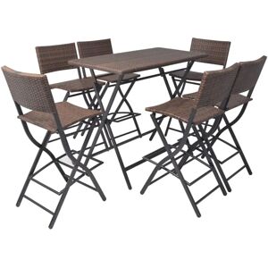 vidaXL Outdoor Furniture Set 7 Pieces Brown Folding Bar Table Chairs - outdoor furniture set vidaXL Outdoor Furniture Set 7 Pieces Brown Folding Bar Table Chairs - outdoor furniture set