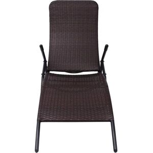 vidaXL Folding Sun Lounger in Plastic Rattan - Brown vidaXL Folding Sun Lounger in Plastic Rattan - Brown