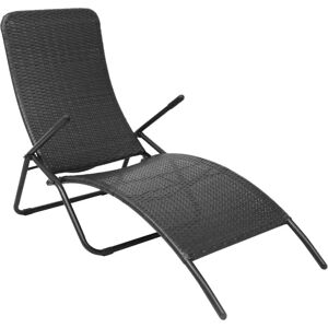 vidaXL Folding Sun Lounger in Plastic Rattan - Black vidaXL Folding Sun Lounger in Plastic Rattan - Black