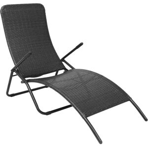 vidaXL Folding Sun Lounger in Plastic Rattan - Black vidaXL Folding Sun Lounger in Plastic Rattan - Black